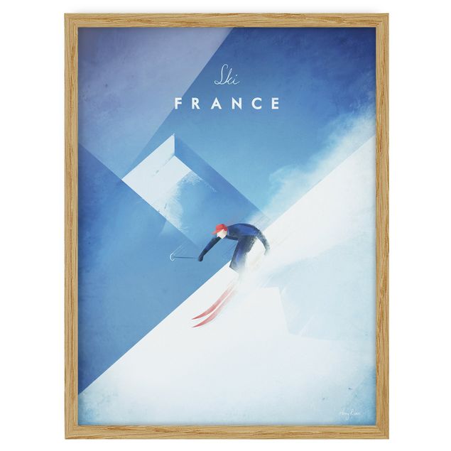 Tableau vintage Poster de voyage - Ski en France