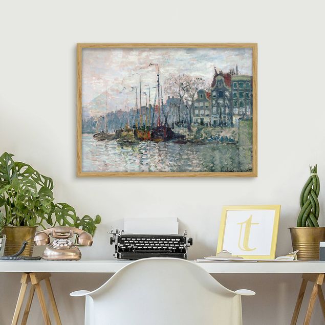 Tableau impressionniste Claude Monet - Vue du Prins Hendrikkade et du Kromme Waal à Amsterdam