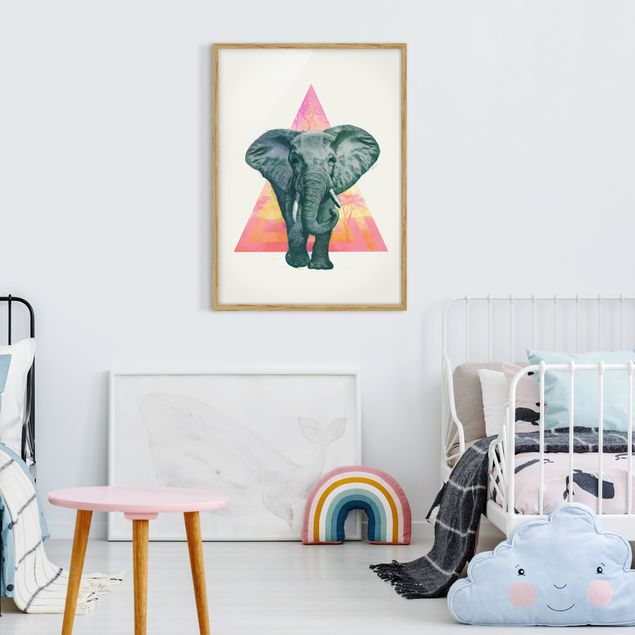 Tableau éléphant Illustration Elephant Front Triangle Painting