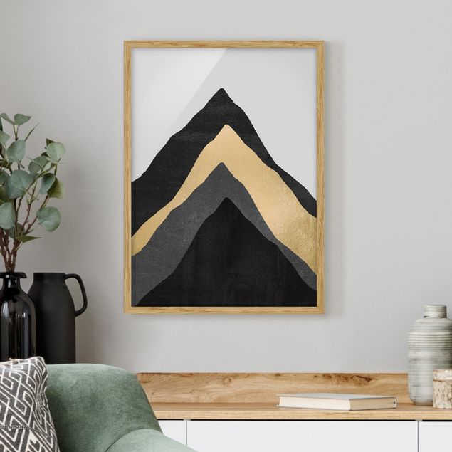 Tableaux montagnes Montagne d'or noir et blanc