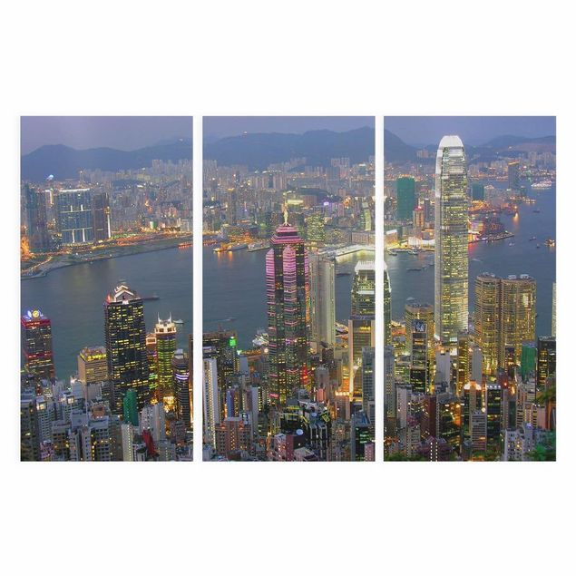 Tableau deco bleu Hong Kong Skyline