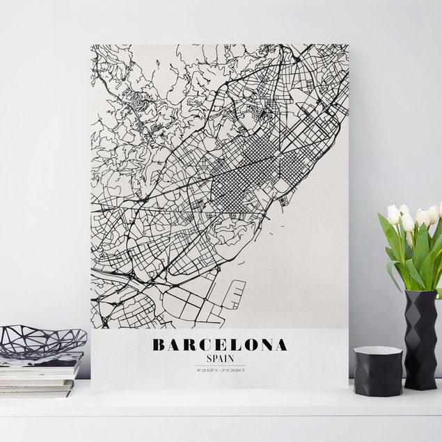 Déco mur cuisine Plan de ville de Barcelone - Classique