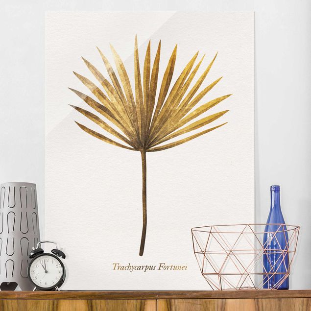 Tableau en verre - Gold - Palm Leaf