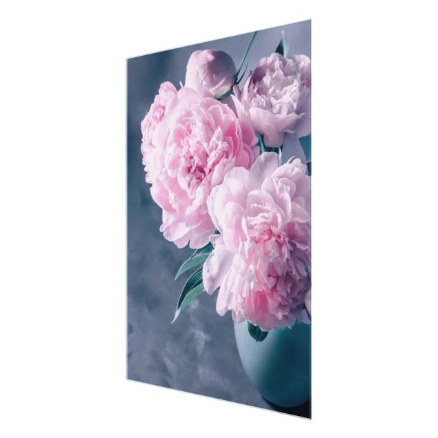 Tableau fleurs Vase avec Pivoine Rose Pâle Shabby