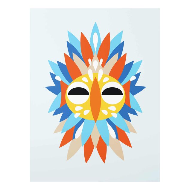 Tableau multicolor Collage masque ethnique - Perroquet