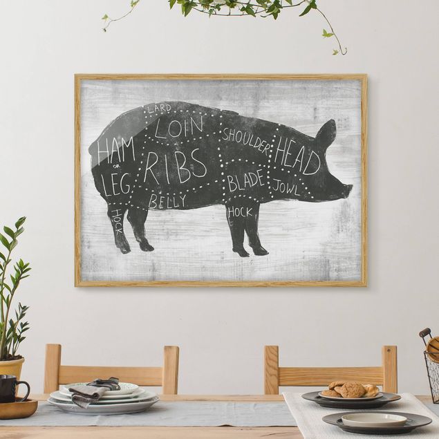 Déco murale cuisine Planche de boucherie - Porc