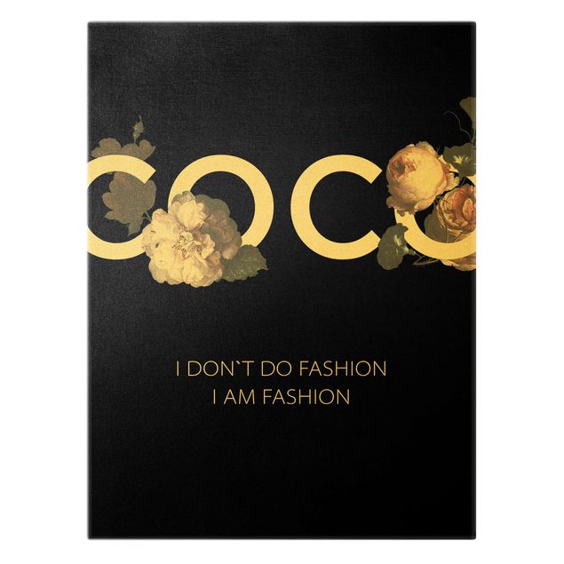 Tableau sur toile or - COCO - I dont´t do fashion Roses Black