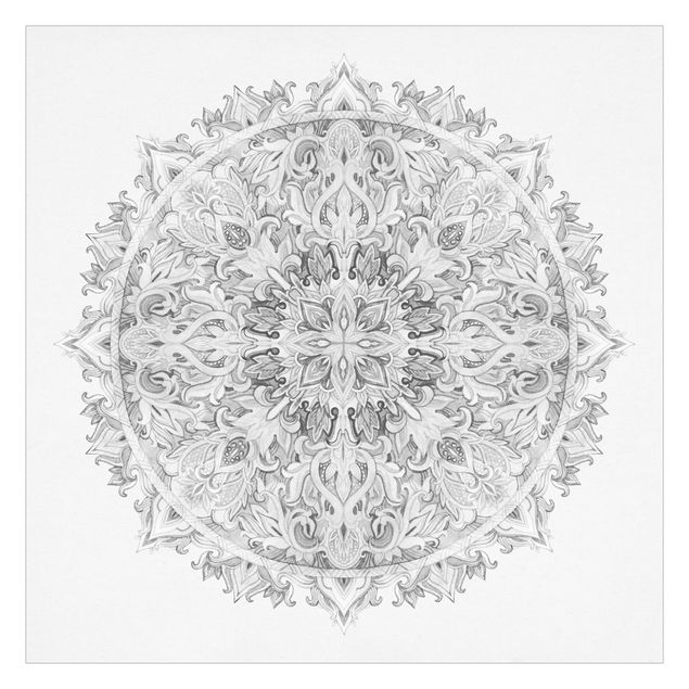 Papier peint - Mandala Watercolour Ornament Black And White