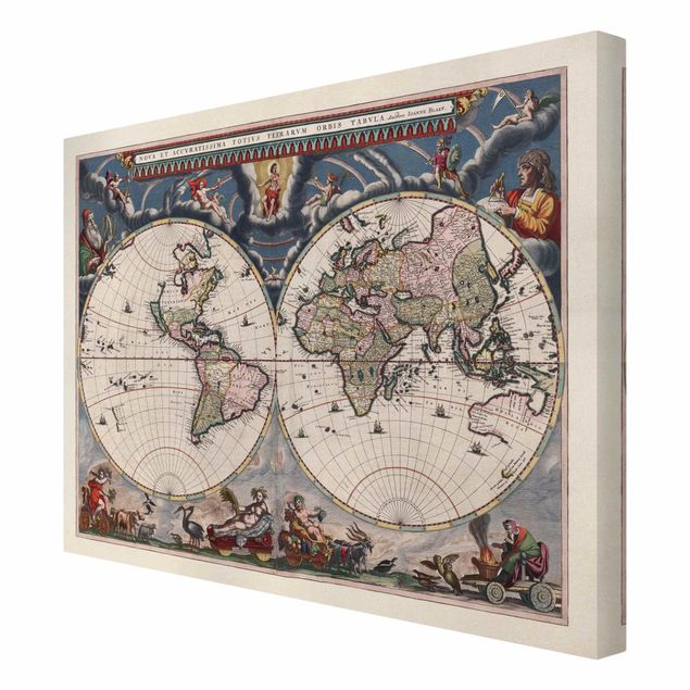 Toile murale Carte du monde historique Nova et Accuratissima 1664