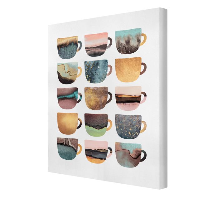 Tableaux de Elisabeth Fredriksson Tasses à café colorées avec de l'or