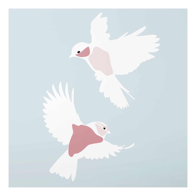 Cadre animaux Line Art Pigeons Pastel
