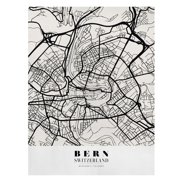Tableaux noir et blanc Plan de ville de Berne - Classique
