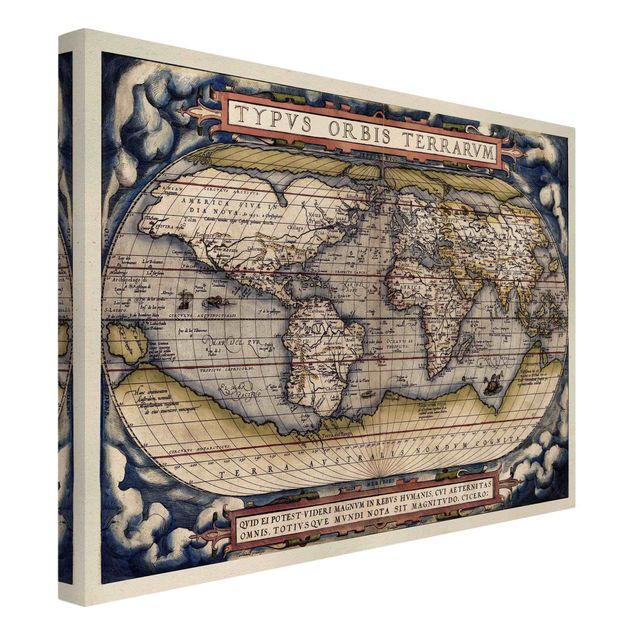 Tableau retro Carte historique du monde Typus Orbis Terrarum