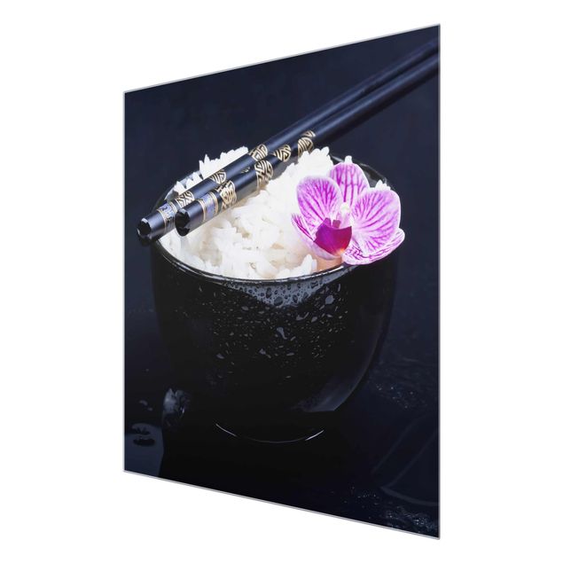 Tableaux fleurs Bol de Riz avec Orchidée