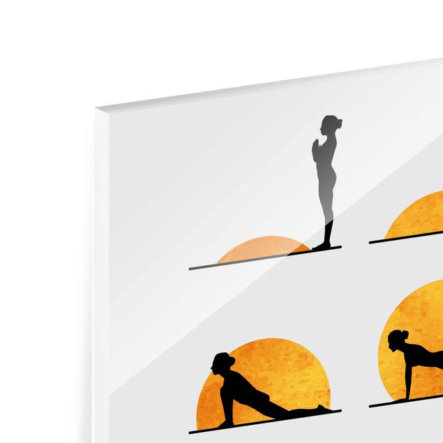 Tableaux en verre magnétique Yoga - Salutation au soleil