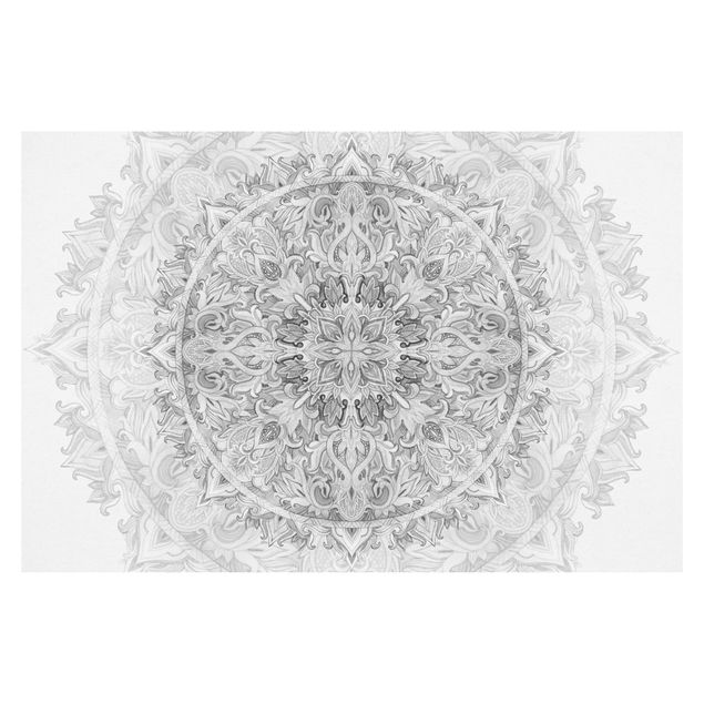 Papier peint - Mandala Watercolour Ornament Pattern Black White