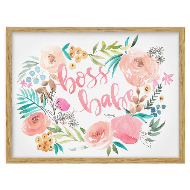 tableaux floraux Pink Flowers - Boss Babe
