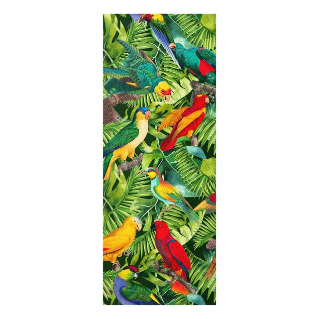 Tableaux fleurs Collage coloré - Perroquets dans la jungle