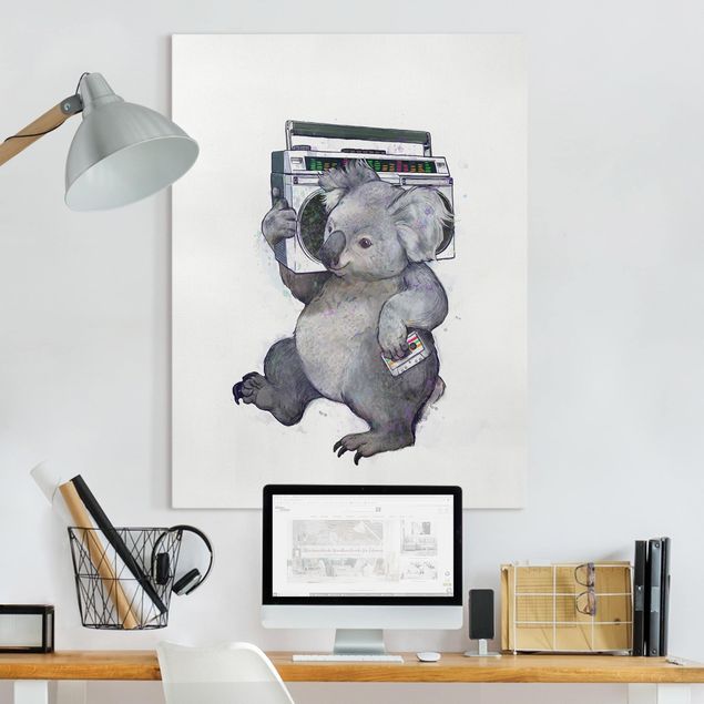 Tableaux animaux Illustration Koala avec Radio Peinture