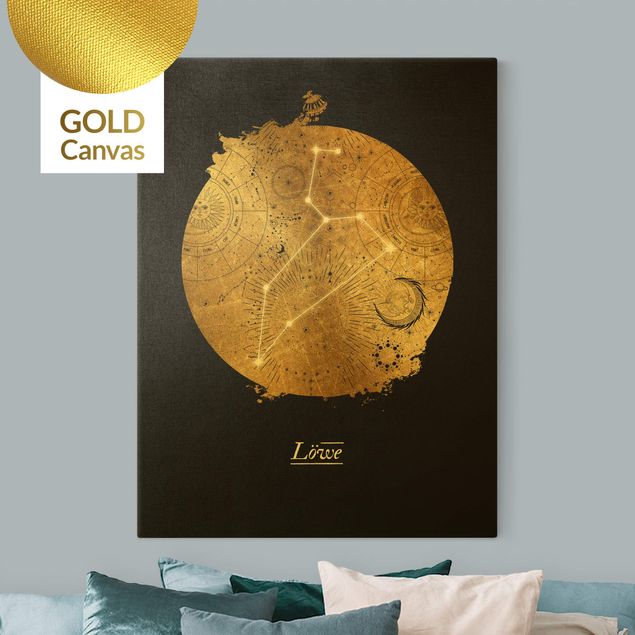 Tableaux modernes Signe du Zodiaque Lion Gray Gold