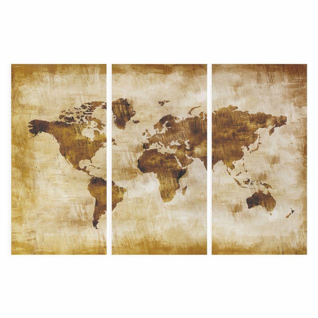 Tableau marron moderne Carte du monde