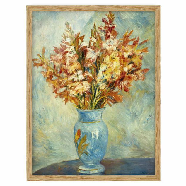 Affiches encadrées fleurs Auguste Renoir - Gaïeuls dans un vase bleu