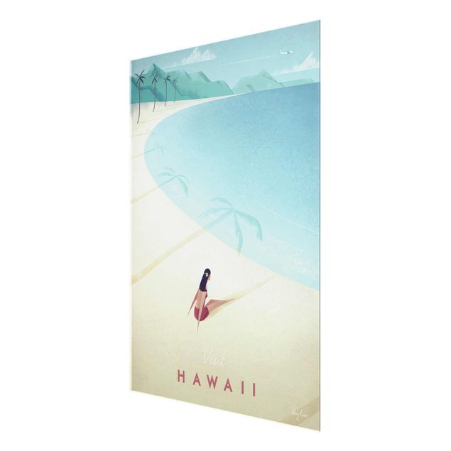 Tableau verre montagne Poster de voyage - Hawaii