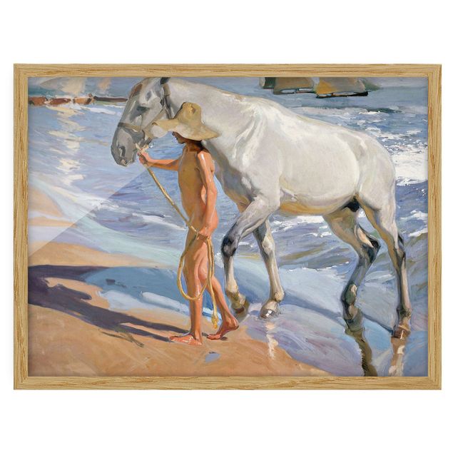 Tableau chevaux Joaquin Sorolla - Le bain du cheval