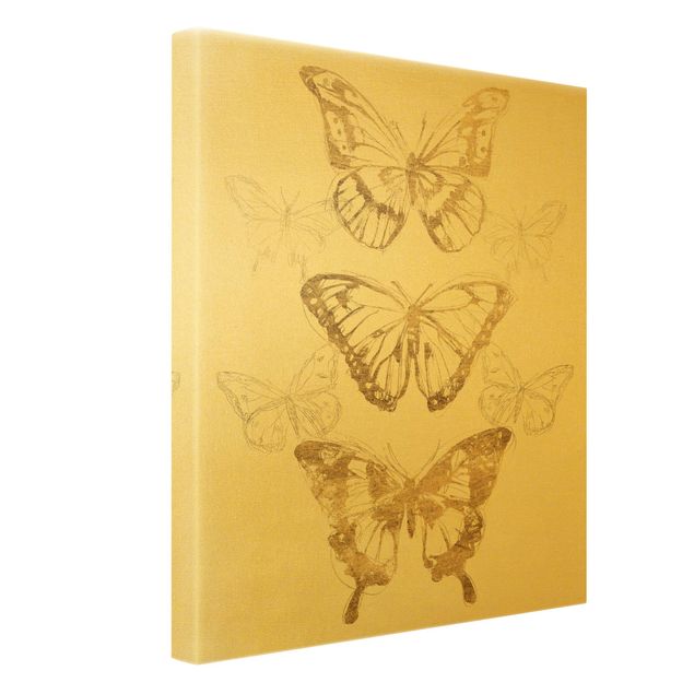 Tableau sur toile or - Butterfly Composition In Gold II