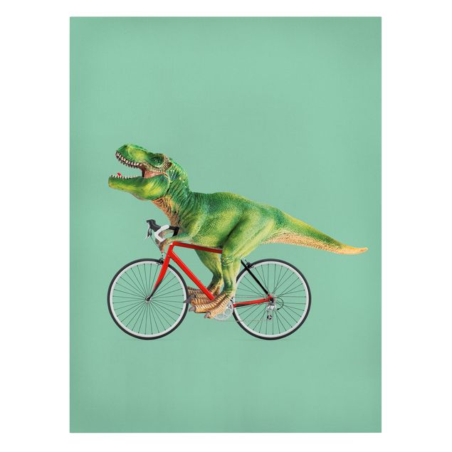 Tableau reproduction Dinosaure avec bicyclette