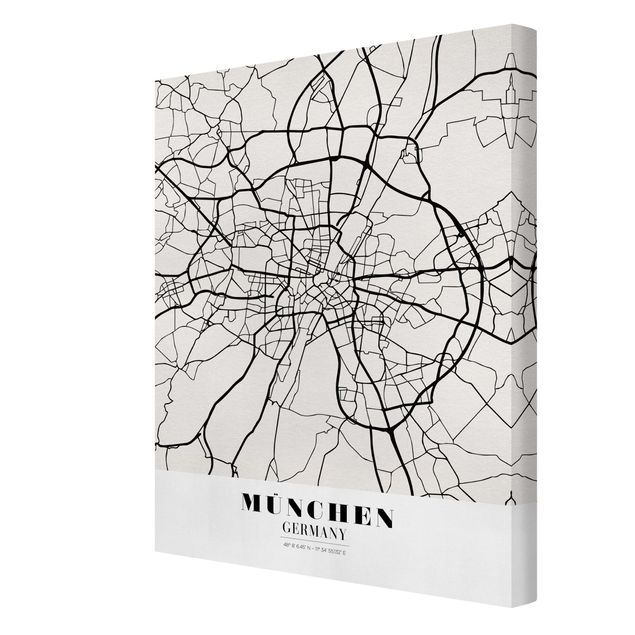 Tableaux noir et blanc Plan de ville de Munich - Classique