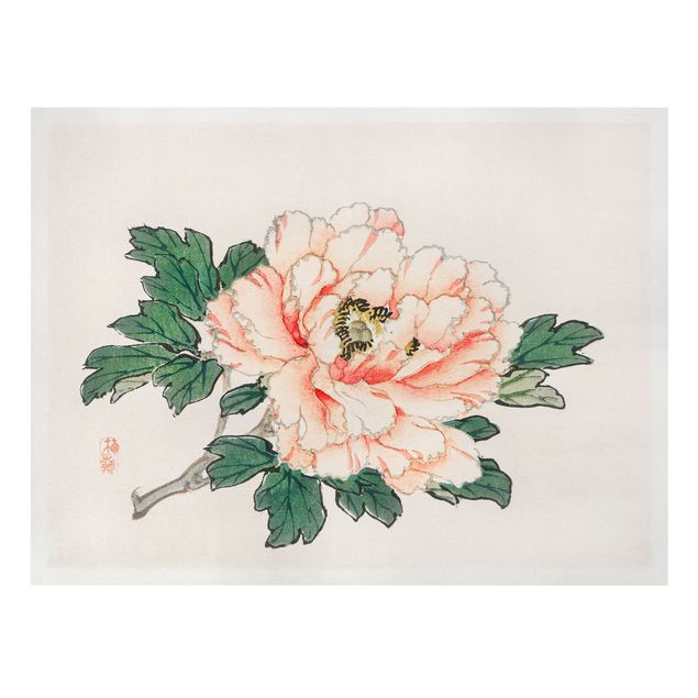 Tableaux florals Dessin vintage asiatique Chrysanthème rose