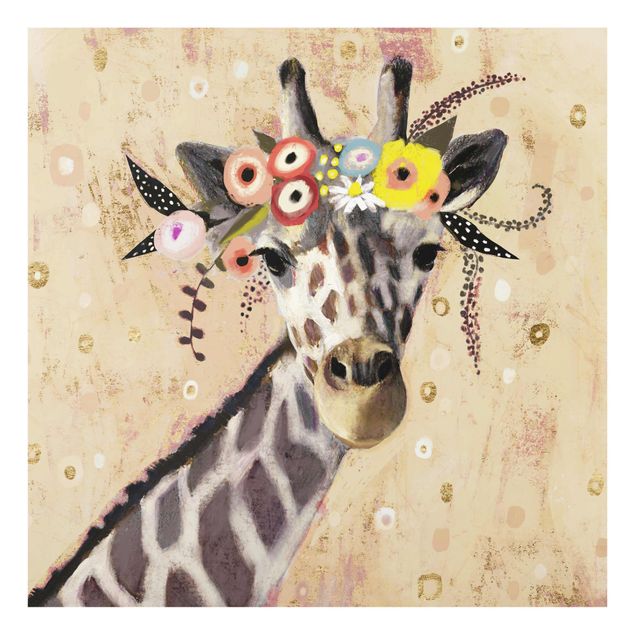 Tableau en verre animaux Klimt Girafe