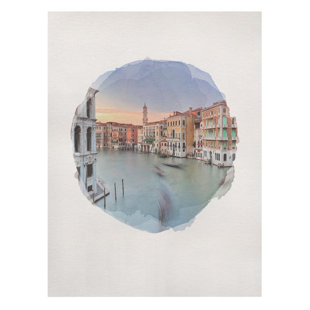 Tableau ville Aquarelles - Grand Canal Vue du pont du Rialto Venise