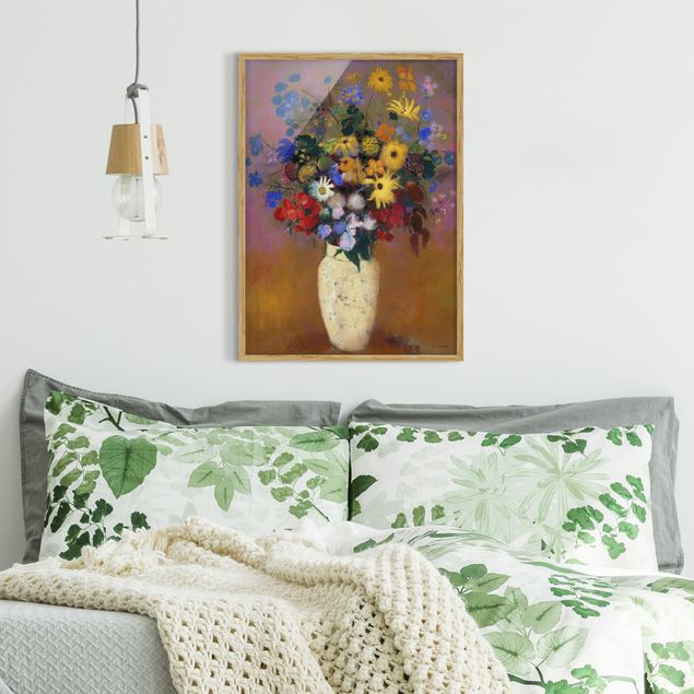 Affiches encadrées fleurs Odilon Redon - Vase blanc avec des fleurs