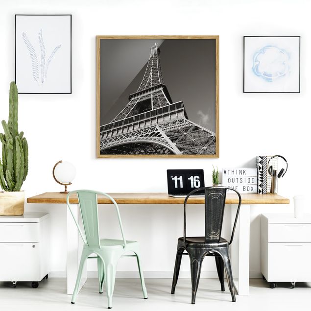 Tableaux encadrés noir et blanc Tour Eiffel à Paris