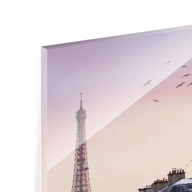 Tableau ville La Tour Eiffel au soleil couchant