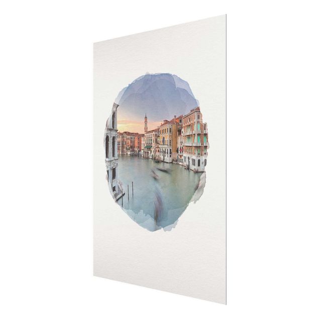 Tableau de ville Aquarelles - Grand Canal Vue du pont du Rialto Venise