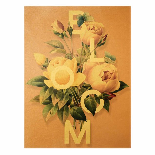 Tableau amour Typographie Florale - Fleuri