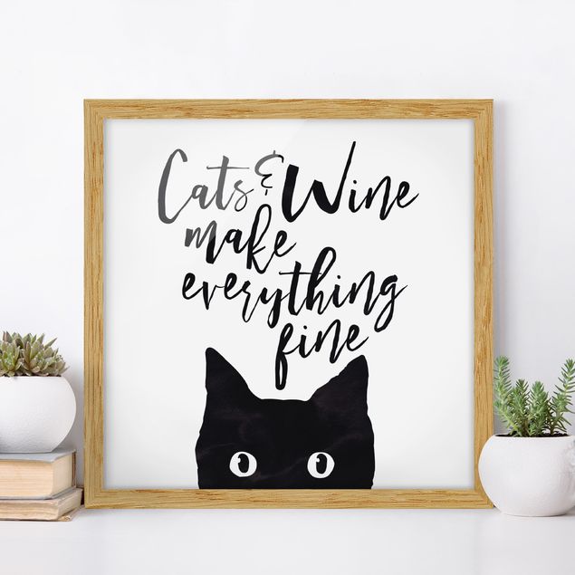 Décorations cuisine Cats And Wine make Everything Fine - Chats et vin