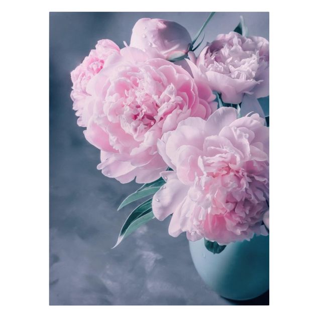 Tableau romantique amour Vase avec Pivoine Rose Pâle Shabby