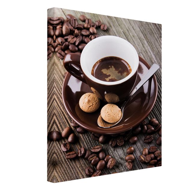Reproduction sur toile Tasses à café avec grains de café