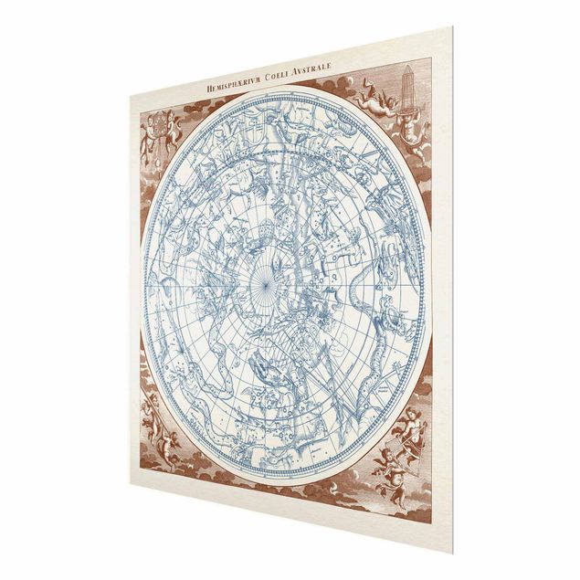 Tableau décoration Carte des étoiles vintage de l'hémisphère Sud