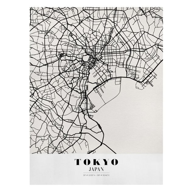 Tableaux moderne Plan de ville de Tokyo - Classique