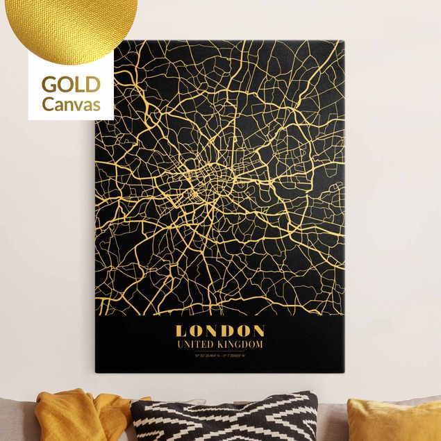 Tableaux Londres Plan de ville de Londres - Noir classique