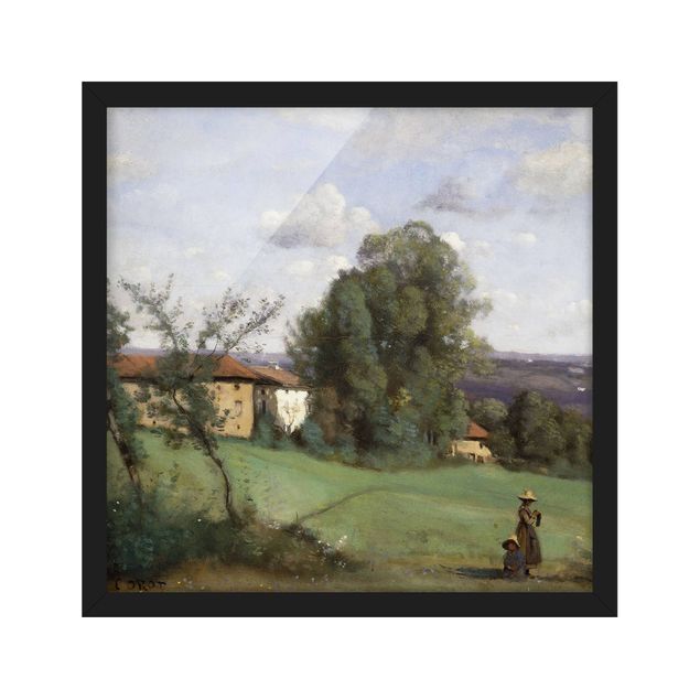 Tableaux encadrés paysage Jean-Baptiste Camille Corot - Une ferme à Dardagny