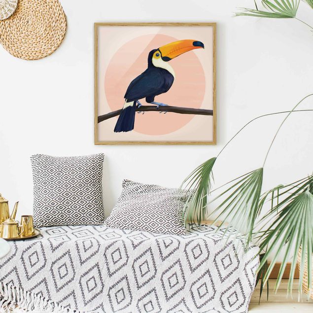 Tableaux encadrés animaux Illustration Oiseau Toucan Peinture Pastel