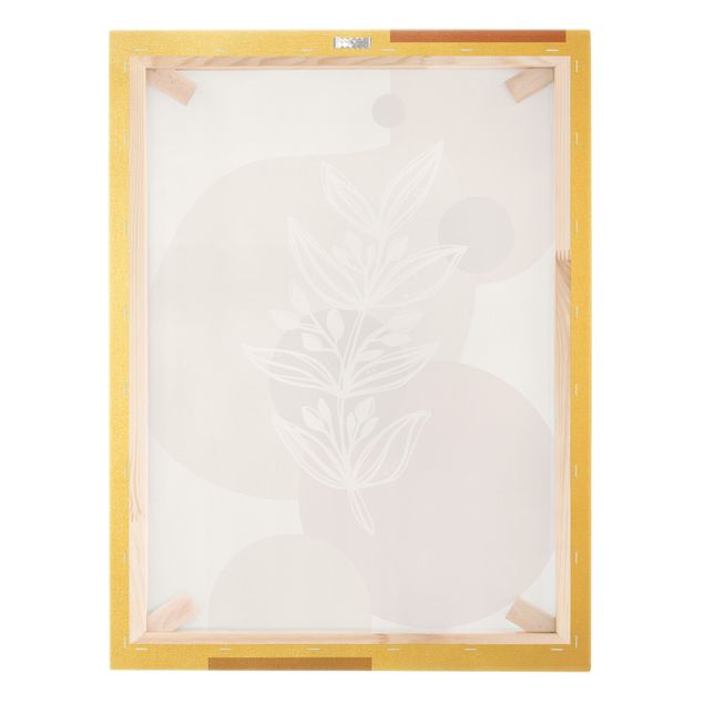 Tableau sur toile or - Geometrical Shapes - Leaves Pink Gold
