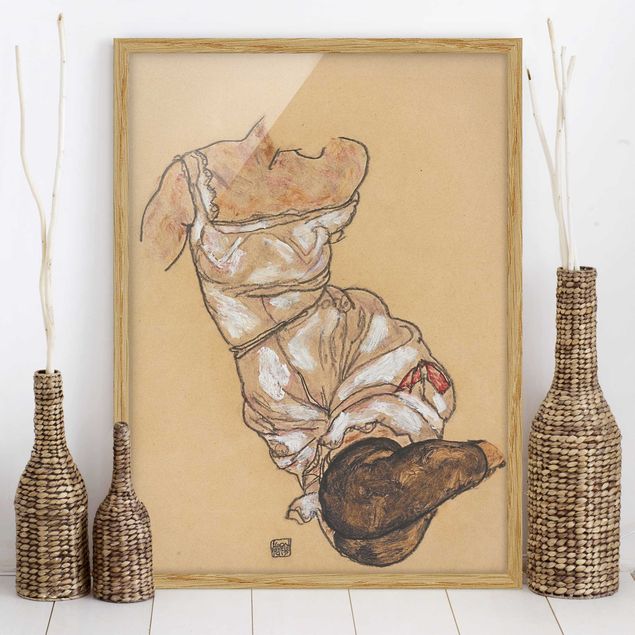 Déco mur cuisine Egon Schiele - Torse de femme en sous-vêtements et bas noirs