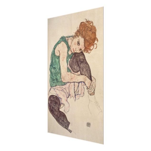Tableau portraits Egon Schiele - Femme assise avec un genou en l'air